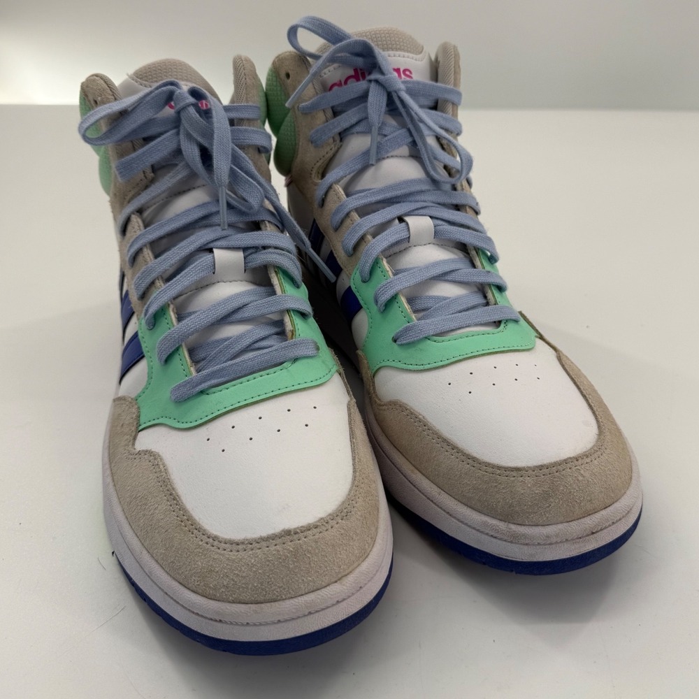 Adidas Hoops 2.0 Mid White Purple Mint Sneaker Retro 90s Style Basketball Street